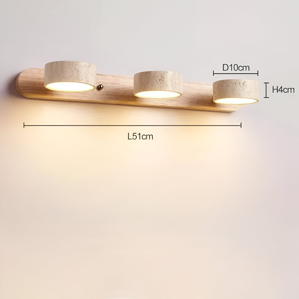 Applique murale ronde en pierre naturelle et bois – éclairage mural LED moderne