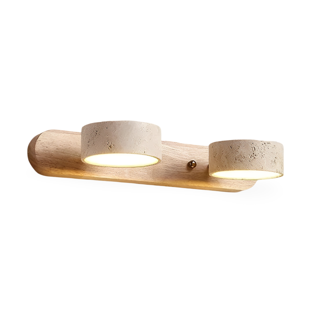 Applique murale ronde en pierre naturelle et bois – éclairage mural LED moderne