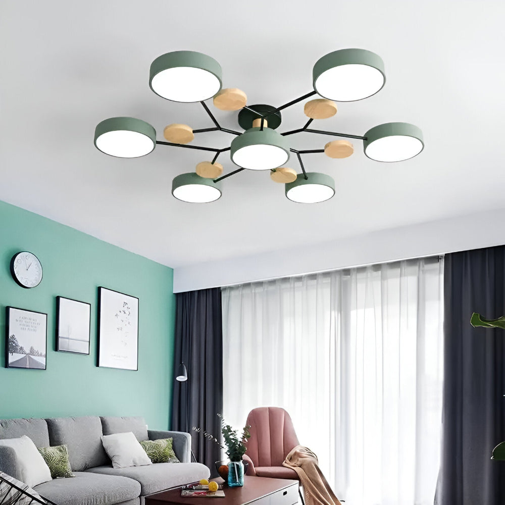 Lampe de plafond LED avec détails en bois – design moderne avec plusieurs options d'éclairage