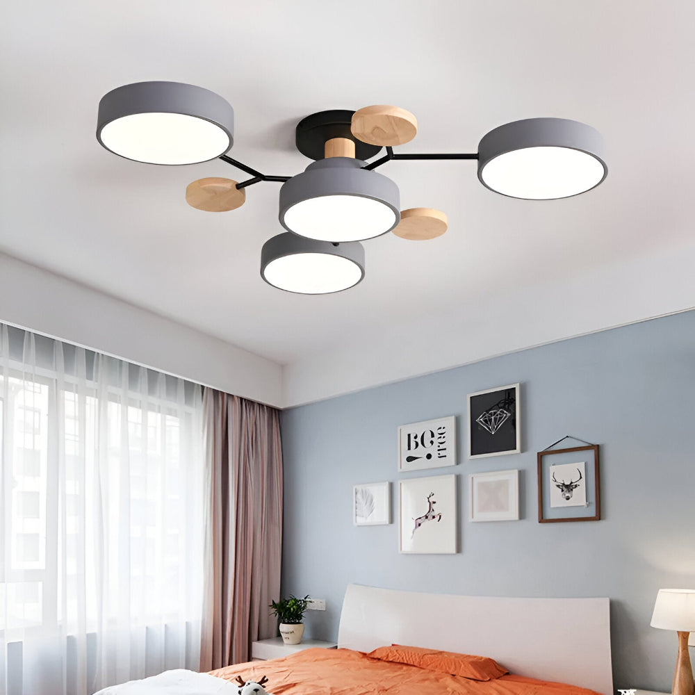 Lampe de plafond LED avec détails en bois – design moderne avec plusieurs options d'éclairage
