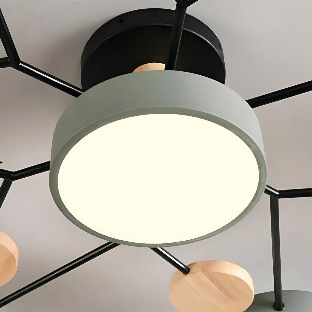 Lampe de plafond LED avec détails en bois – design moderne avec plusieurs options d'éclairage