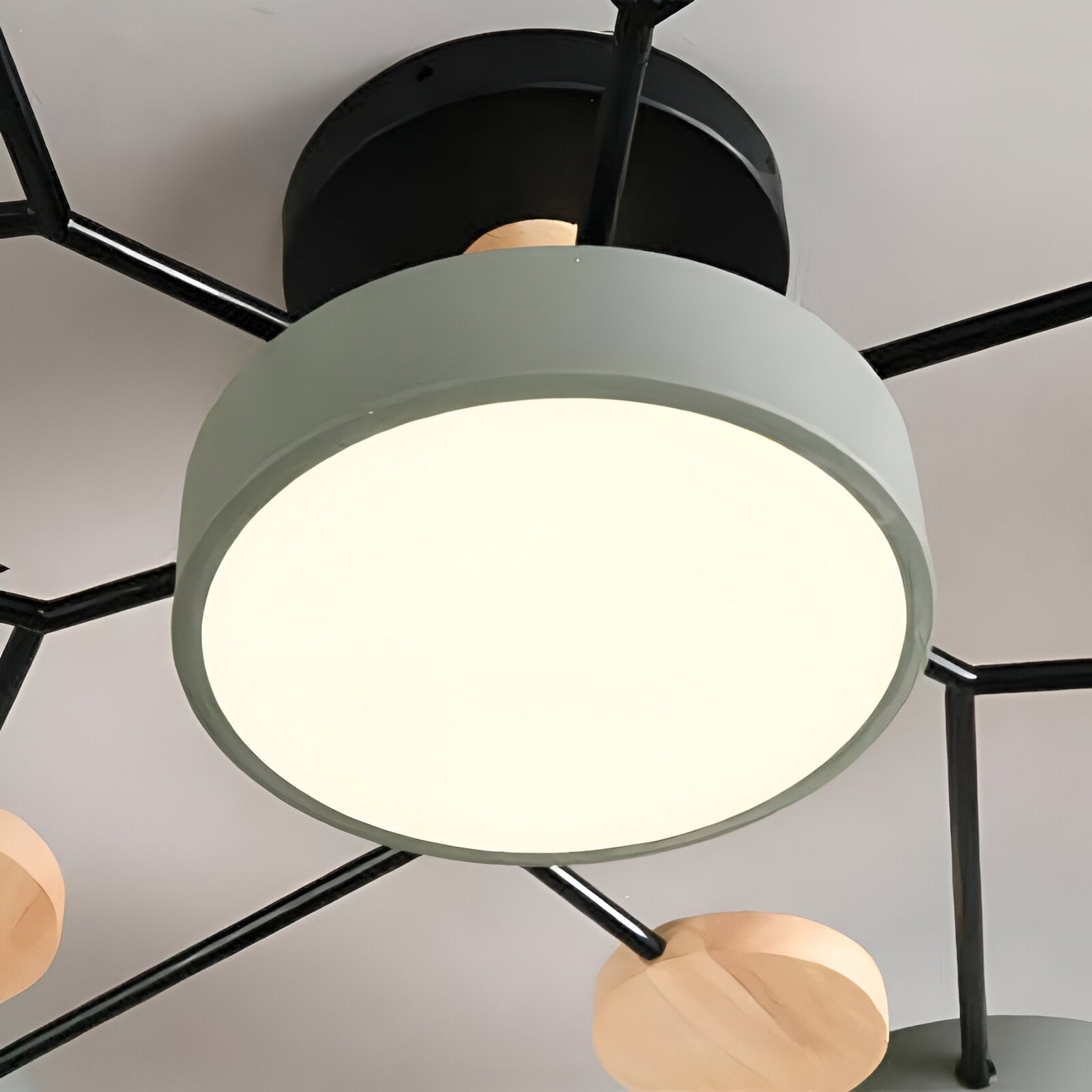Lampe de plafond LED avec détails en bois – design moderne avec plusieurs options d'éclairage