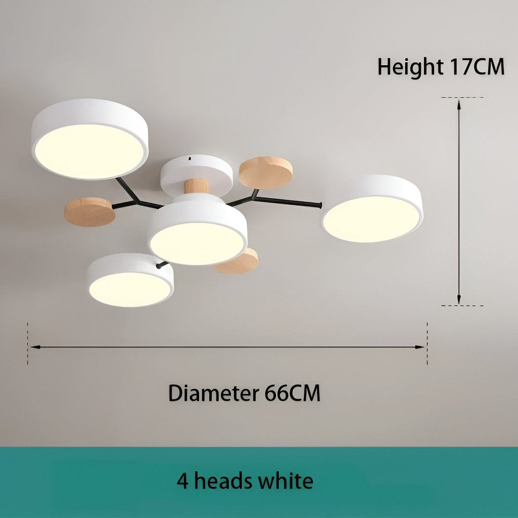 Lampe de plafond LED avec détails en bois – design moderne avec plusieurs options d'éclairage
