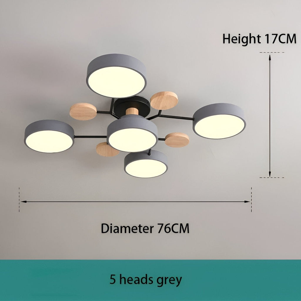 Lampe de plafond LED avec détails en bois – design moderne avec plusieurs options d'éclairage