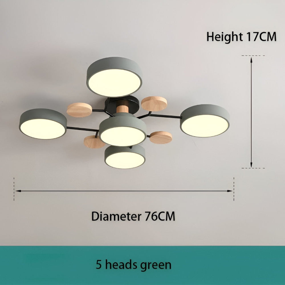 Lampe de plafond LED avec détails en bois – design moderne avec plusieurs options d'éclairage