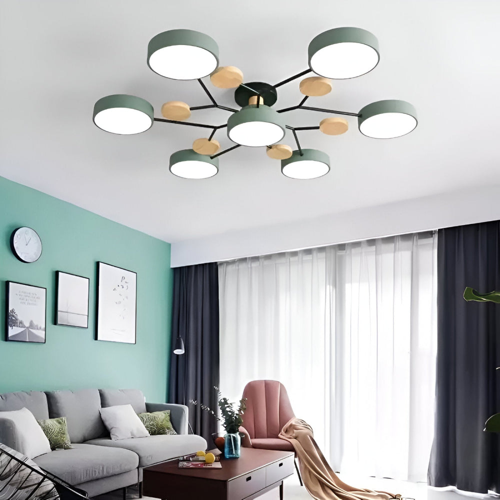 Lampe de plafond LED avec détails en bois – design moderne avec plusieurs options d'éclairage