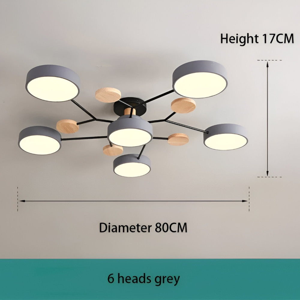 Lampe de plafond LED avec détails en bois – design moderne avec plusieurs options d'éclairage