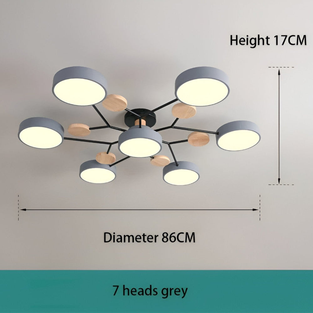 Lampe de plafond LED avec détails en bois – design moderne avec plusieurs options d'éclairage