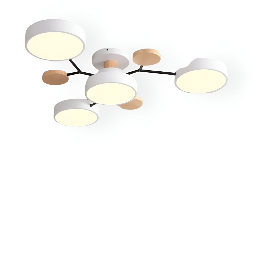 Lampe de plafond LED avec détails en bois – design moderne avec plusieurs options d'éclairage