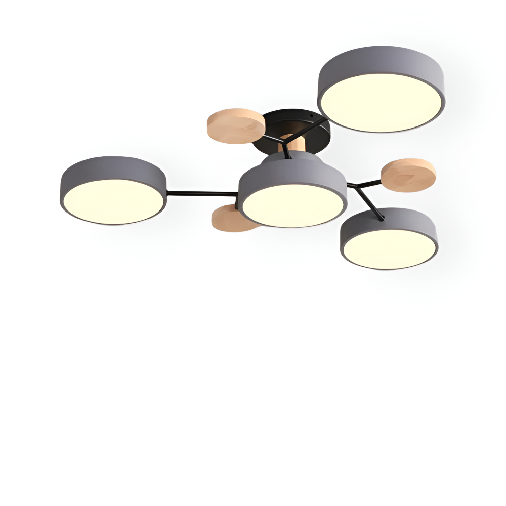 Lampe de plafond LED avec détails en bois – design moderne avec plusieurs options d'éclairage