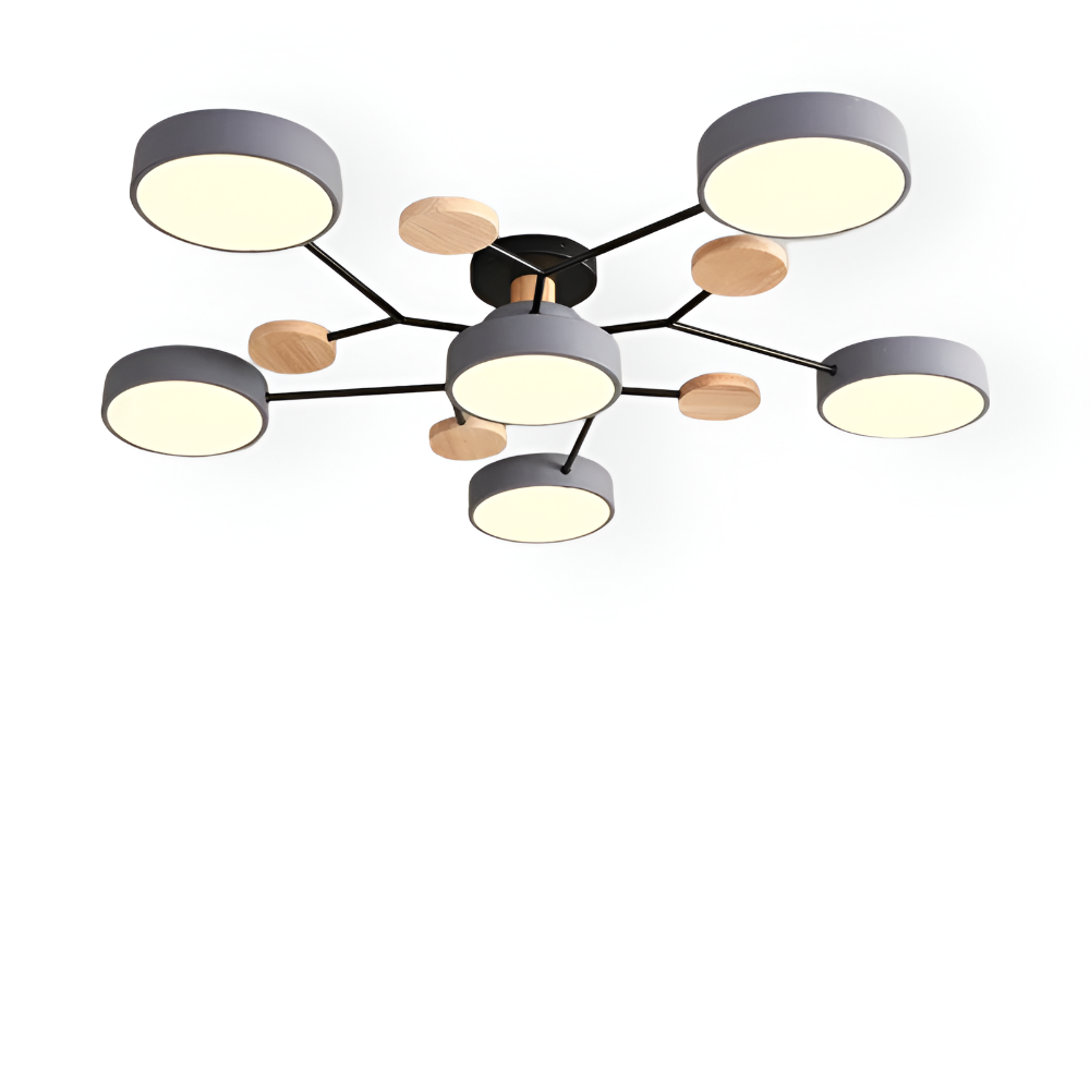 Lampe de plafond LED avec détails en bois – design moderne avec plusieurs options d'éclairage