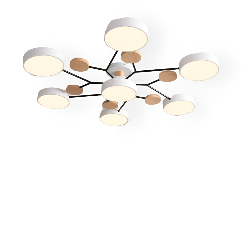Lampe de plafond LED avec détails en bois – design moderne avec plusieurs options d'éclairage