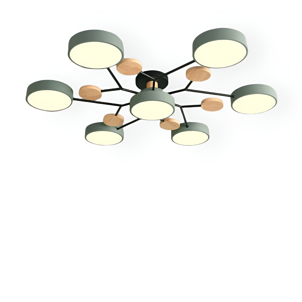 Lampe de plafond LED avec détails en bois – design moderne avec plusieurs options d'éclairage