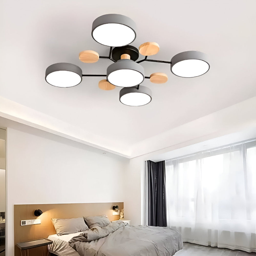 Lampe de plafond LED avec détails en bois – design moderne avec plusieurs options d'éclairage