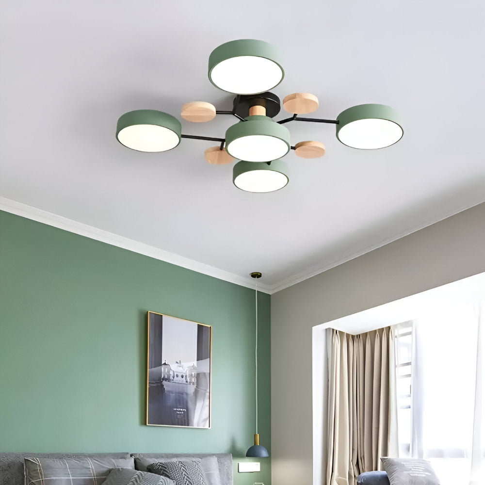 Lampe de plafond LED avec détails en bois – design moderne avec plusieurs options d'éclairage