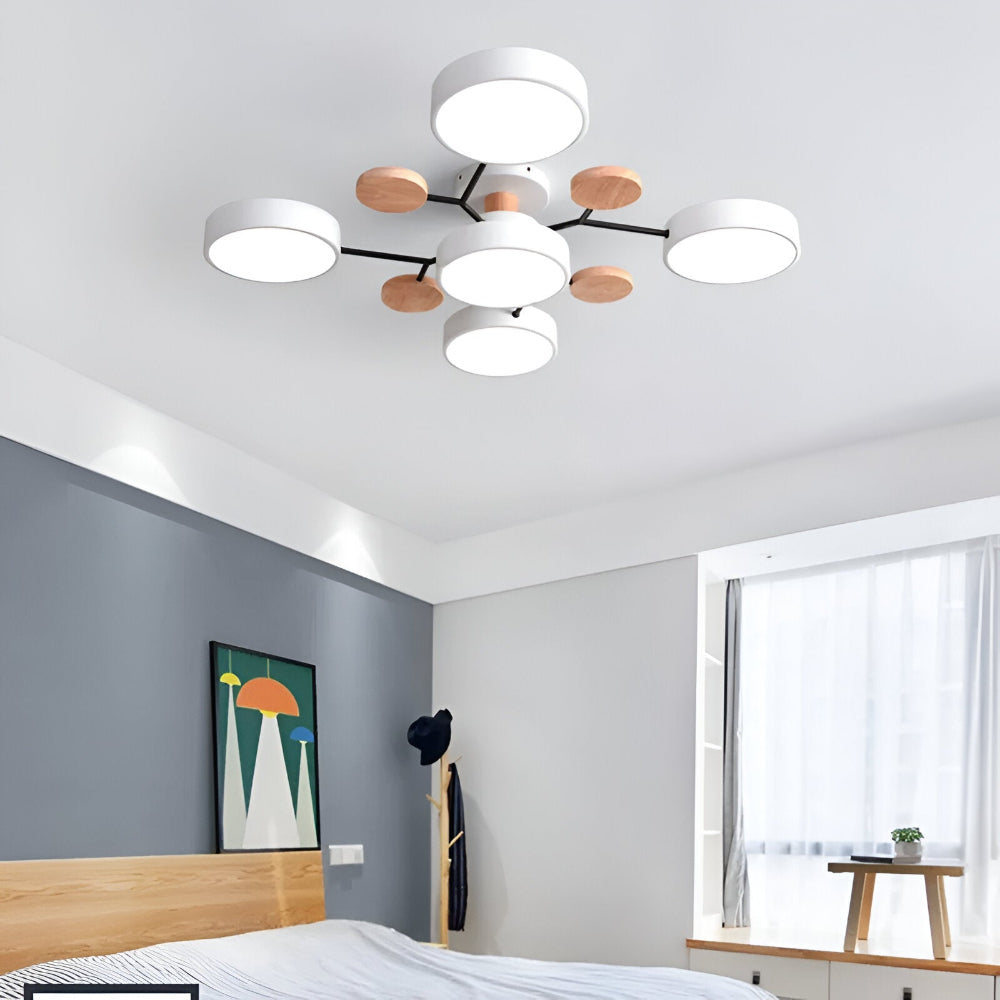 Lampe de plafond LED avec détails en bois – design moderne avec plusieurs options d'éclairage