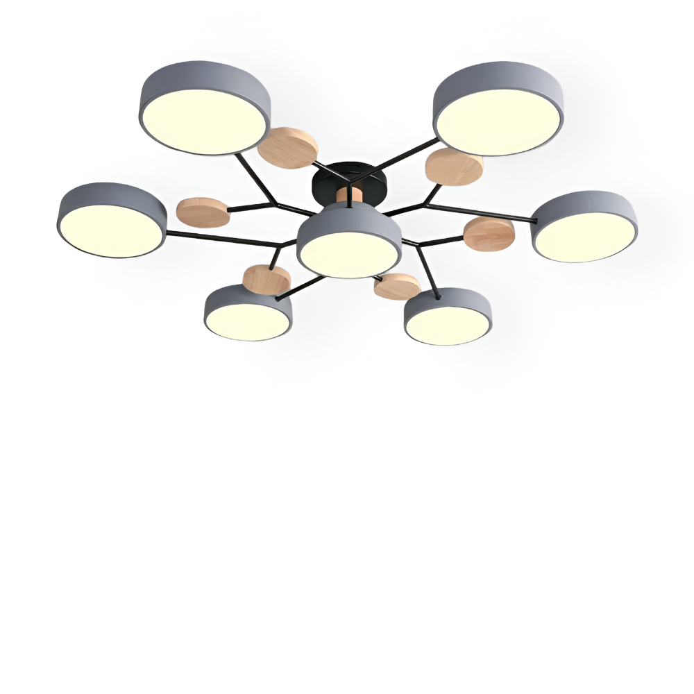 Lampe de plafond LED avec détails en bois – design moderne avec plusieurs options d'éclairage