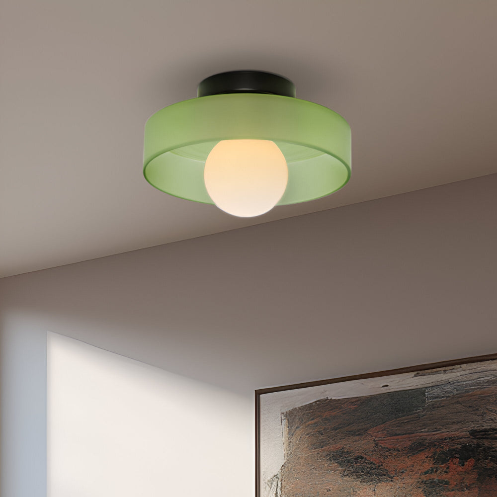 Lunaro – Lampe de plafond ronde en verre et pierre avec éclairage LED moderne