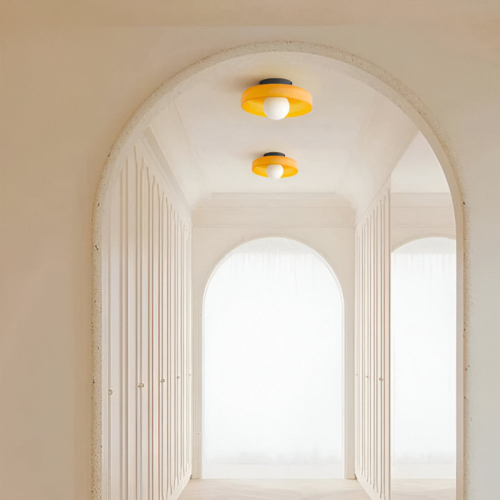 Lunaro – Lampe de plafond ronde en verre et pierre avec éclairage LED moderne