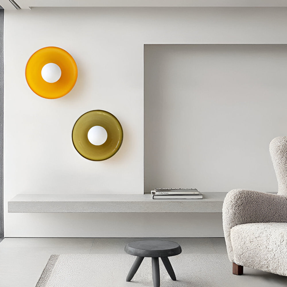 Lunaro – Lampe de plafond ronde en verre et pierre avec éclairage LED moderne