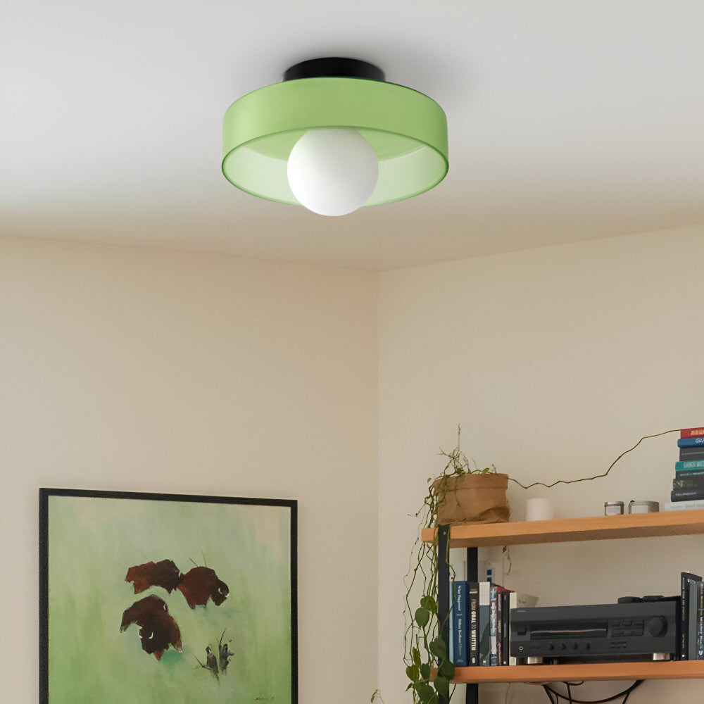 Lunaro – Lampe de plafond ronde en verre et pierre avec éclairage LED moderne