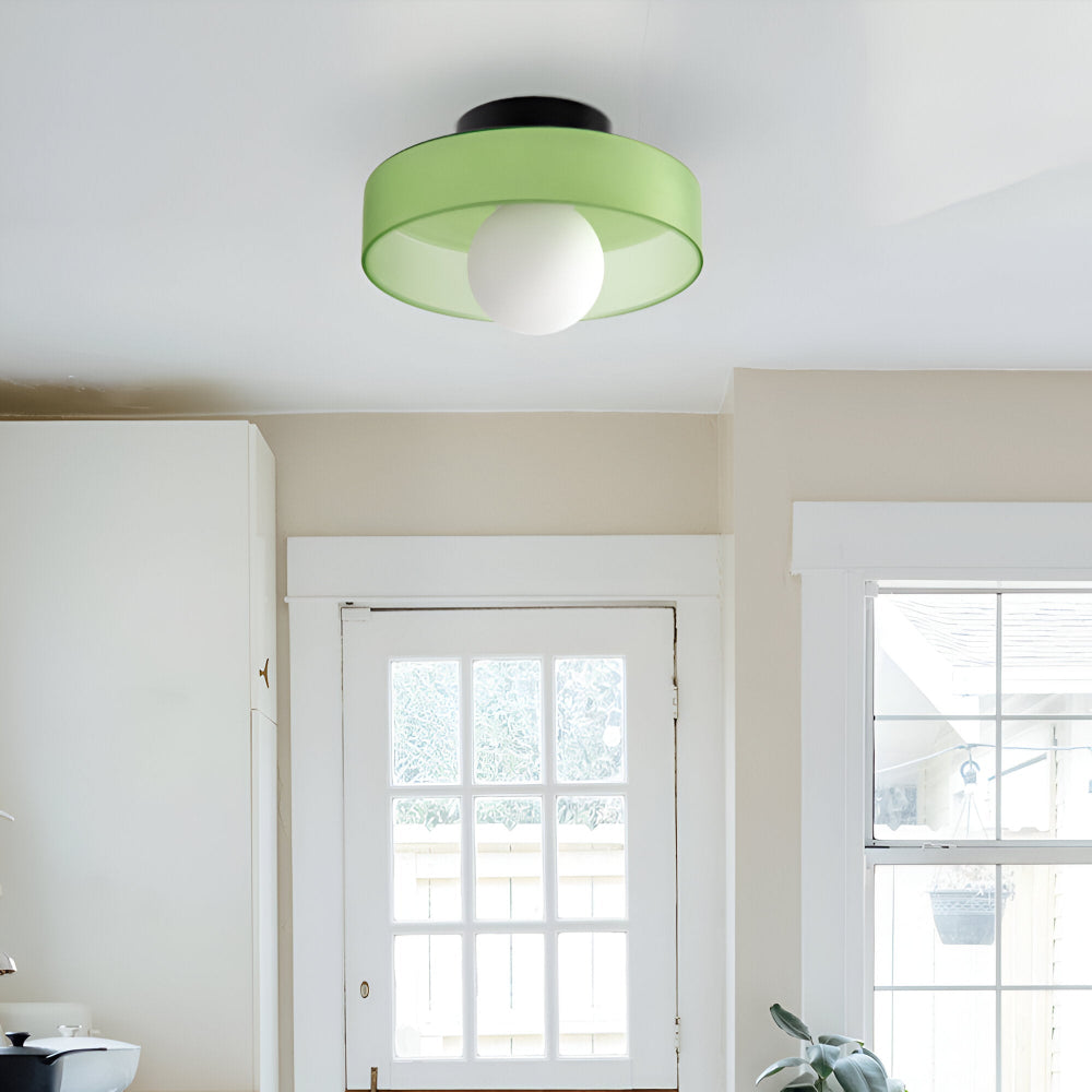 Lunaro – Lampe de plafond ronde en verre et pierre avec éclairage LED moderne