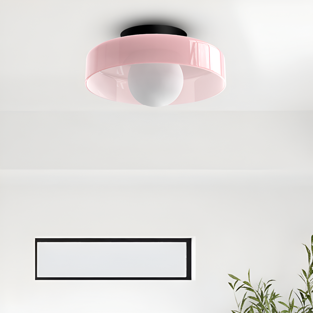 Lunaro – Lampe de plafond ronde en verre et pierre avec éclairage LED moderne