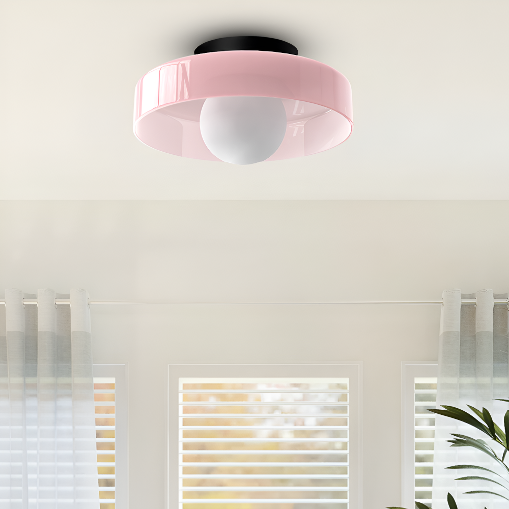 Lunaro – Lampe de plafond ronde en verre et pierre avec éclairage LED moderne