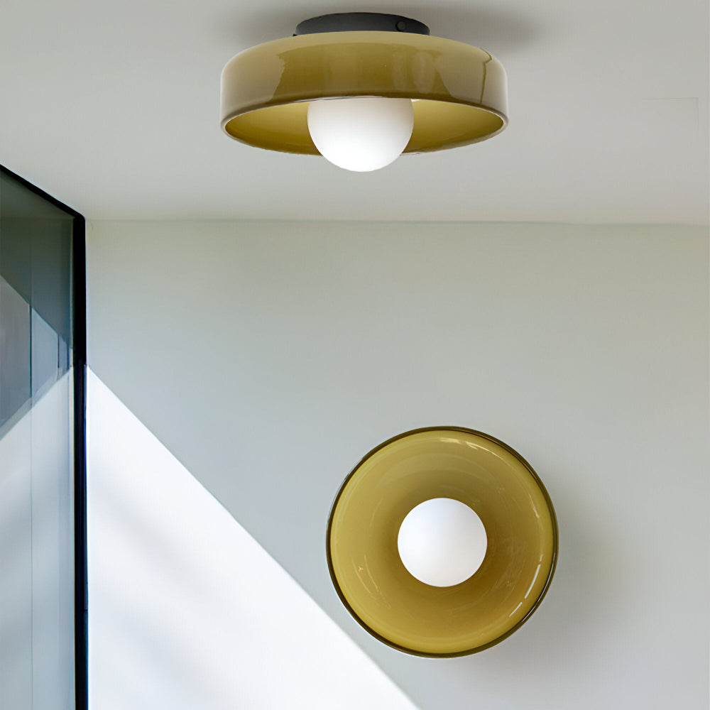 Lunaro – Lampe de plafond ronde en verre et pierre avec éclairage LED moderne