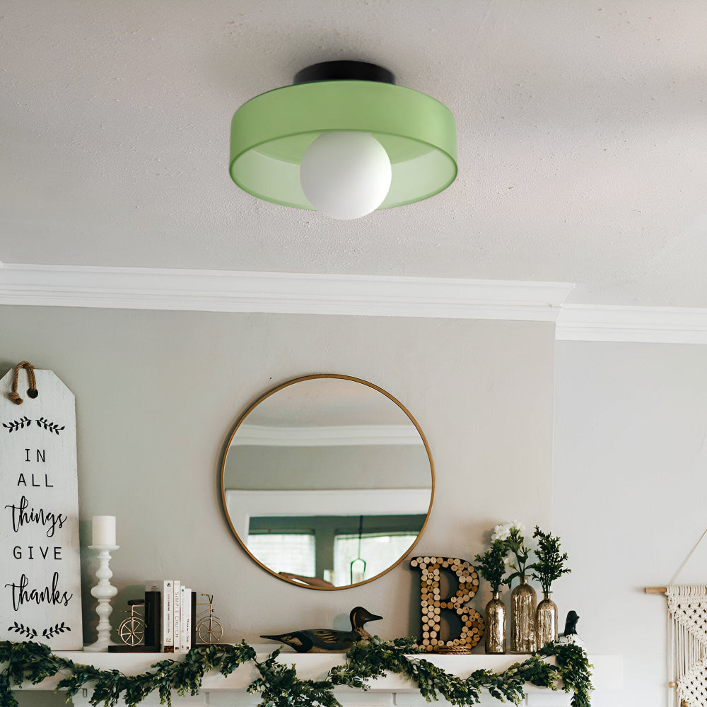 Lunaro – Lampe de plafond ronde en verre et pierre avec éclairage LED moderne