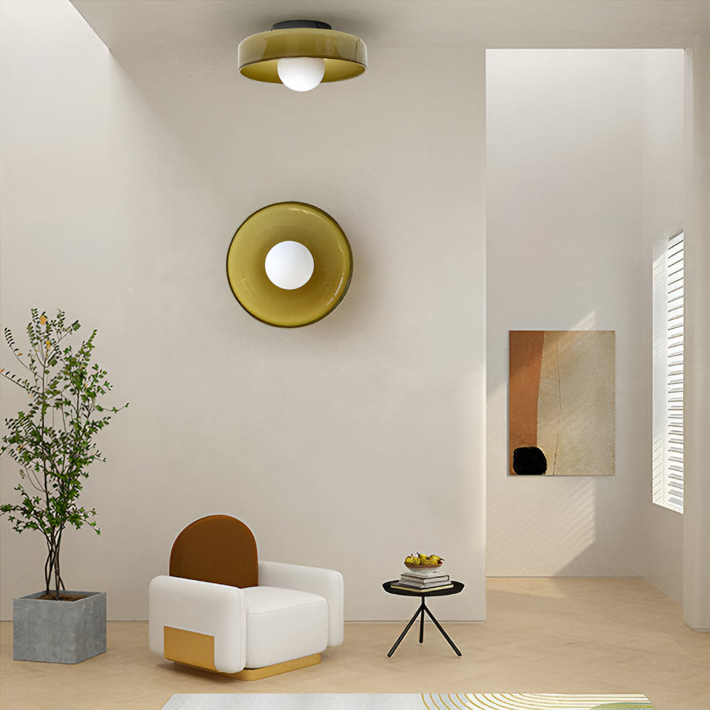 Lunaro – Lampe de plafond ronde en verre et pierre avec éclairage LED moderne