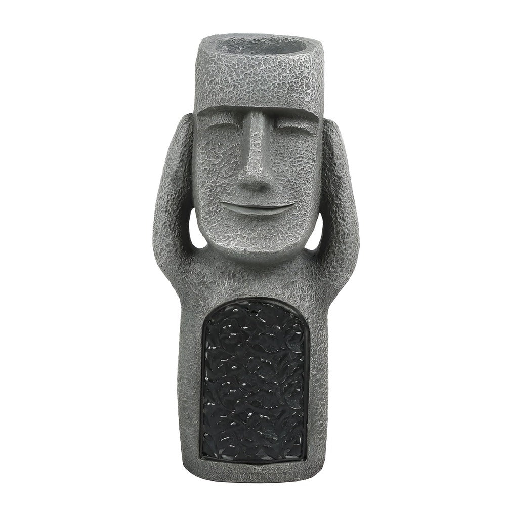 Figurines solaires en ensemble – statues décoratives de l'île de Pâques pour le jardin