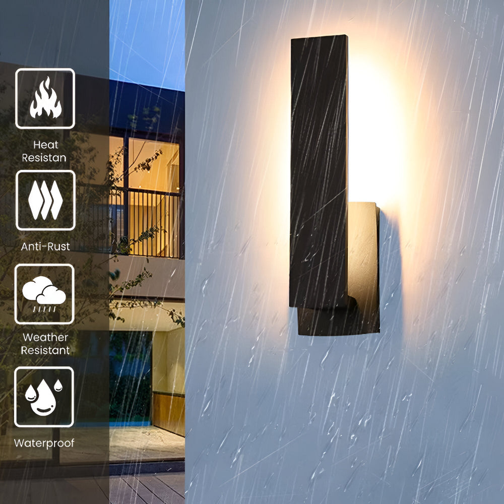 Noctira Black Applique Murale – Lampe Extérieure Étanche Minimaliste en Aluminium