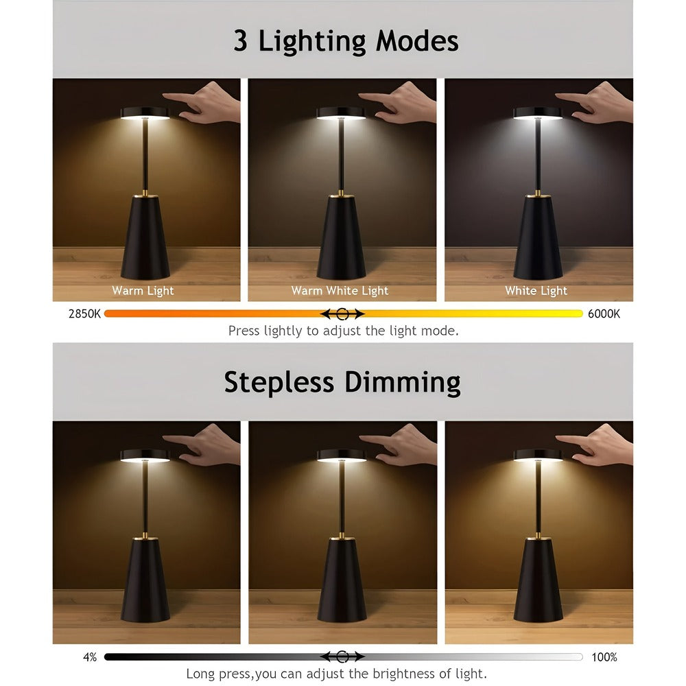 LumoElegance – Lampe de Table Sans Fil au Design Métallique Moderne