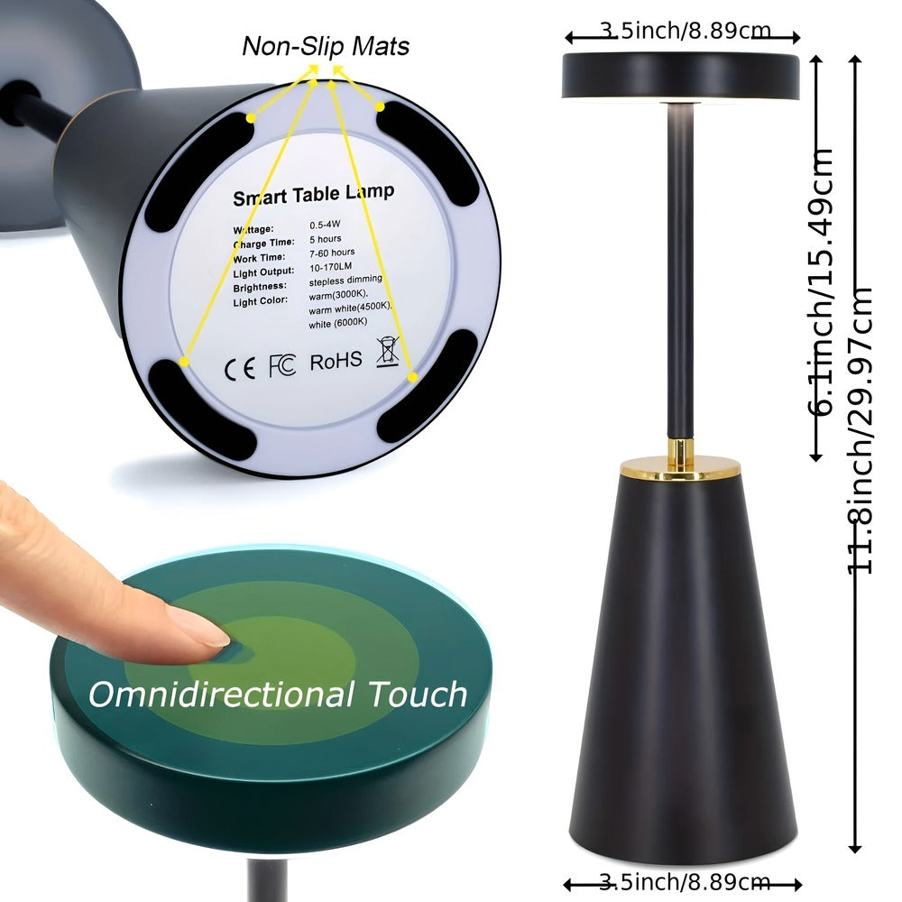 LumoElegance – Lampe de Table Sans Fil au Design Métallique Moderne