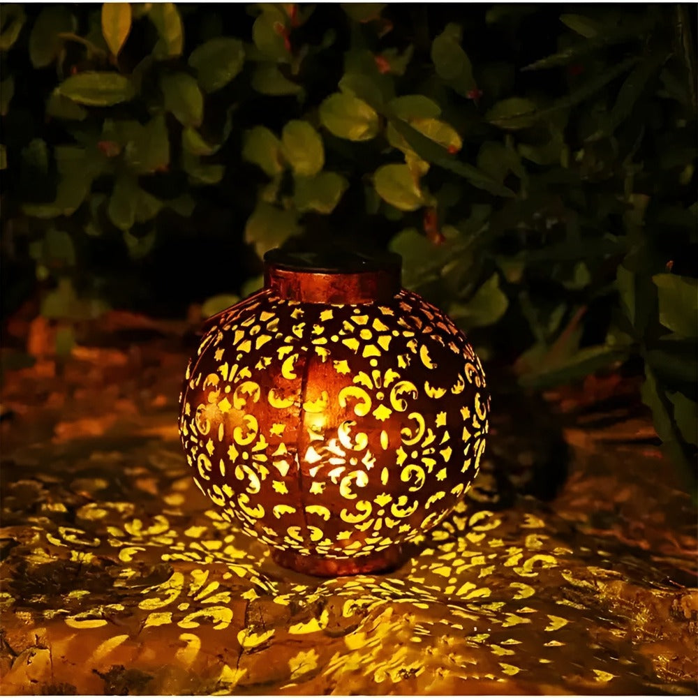 Lampe solaire vintage suspendue en métal pour jardin et terrasse