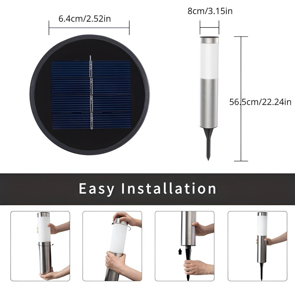 Stellorix – Potelet Solaire en Acier Inoxydable avec Capteur de Crépuscule Automatique