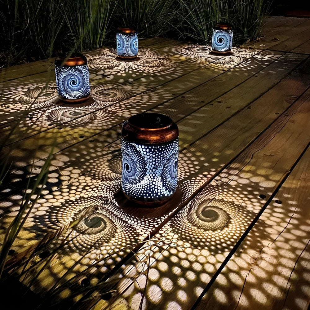 Lampe de jardin LED solaire avec motif en spirale pour jardin et terrasse