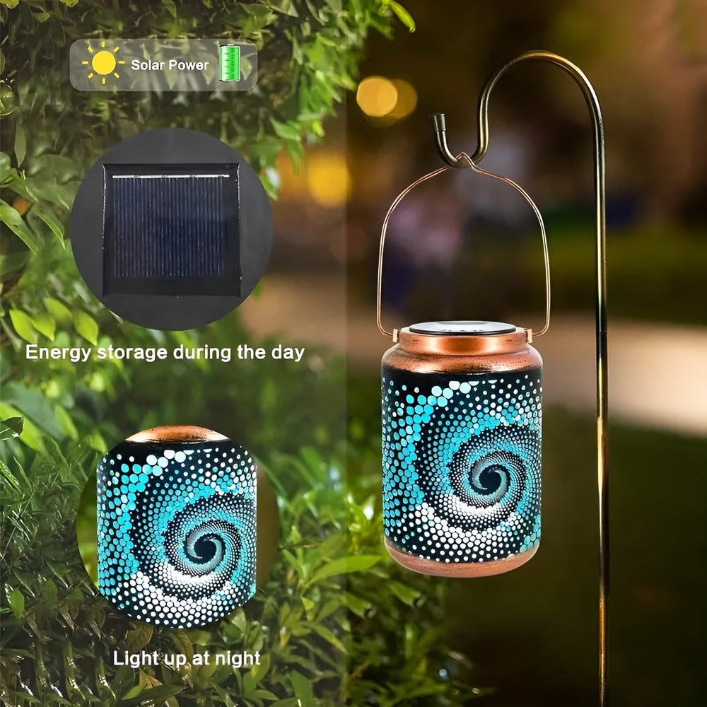 Lampe de jardin LED solaire avec motif en spirale pour jardin et terrasse