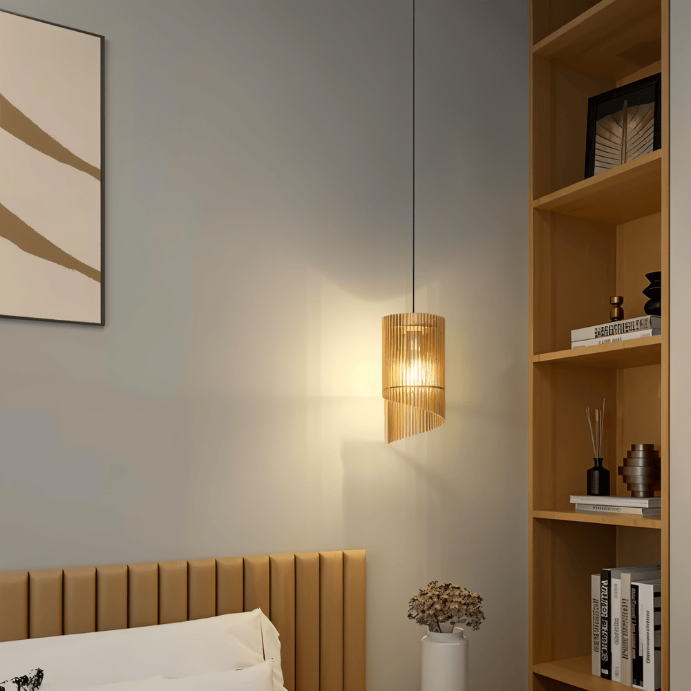 LignoSpira – Lampe de Plafond Cylindrique en Bois au Design Naturel