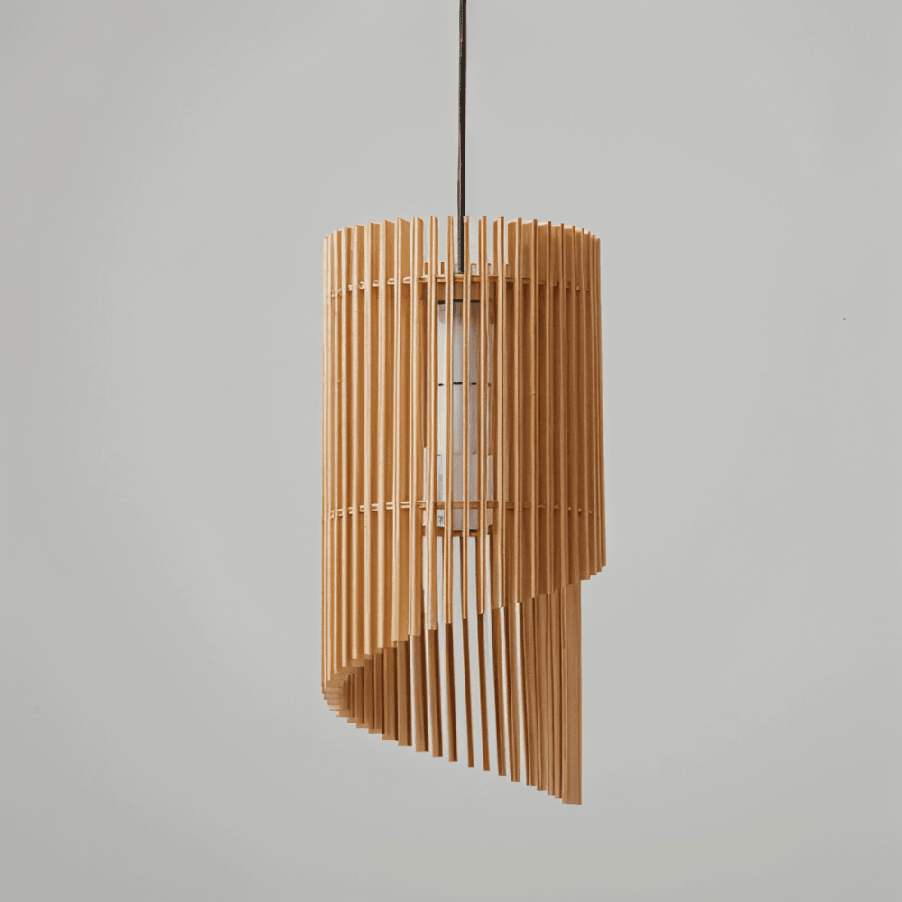 LignoSpira – Lampe de Plafond Cylindrique en Bois au Design Naturel