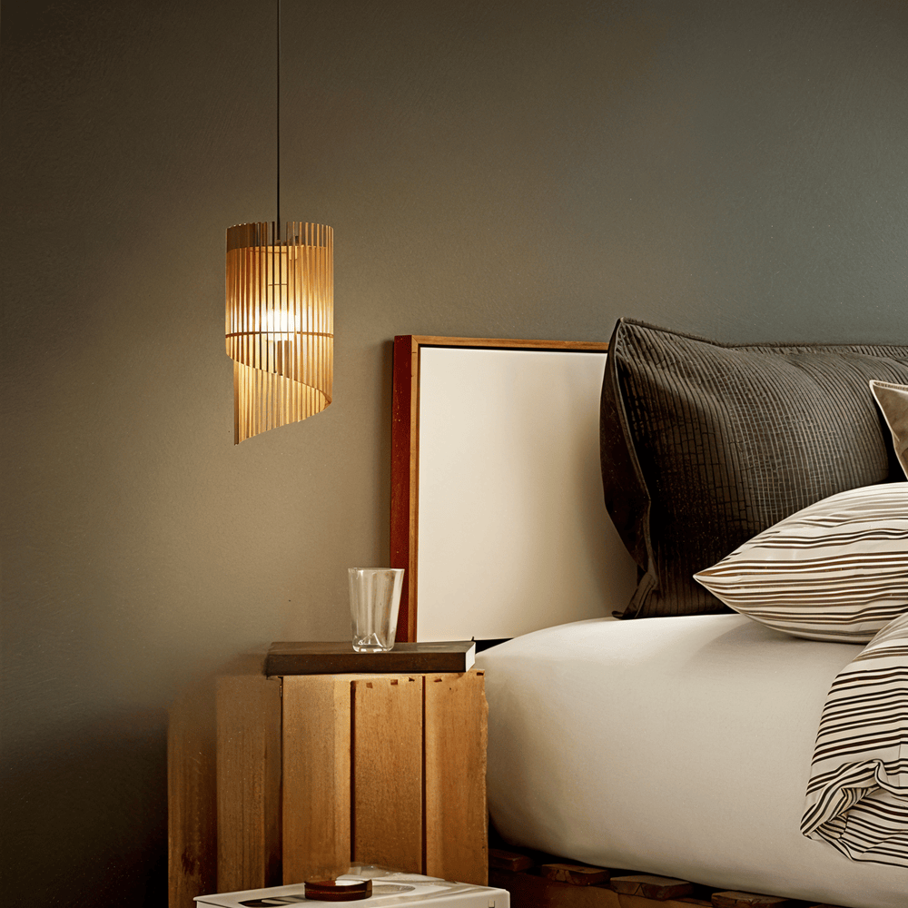 LignoSpira – Lampe de Plafond Cylindrique en Bois au Design Naturel
