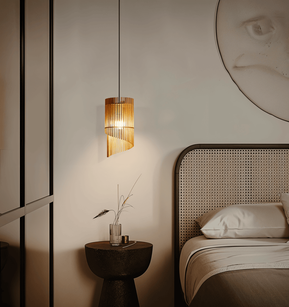 LignoSpira – Lampe de Plafond Cylindrique en Bois au Design Naturel