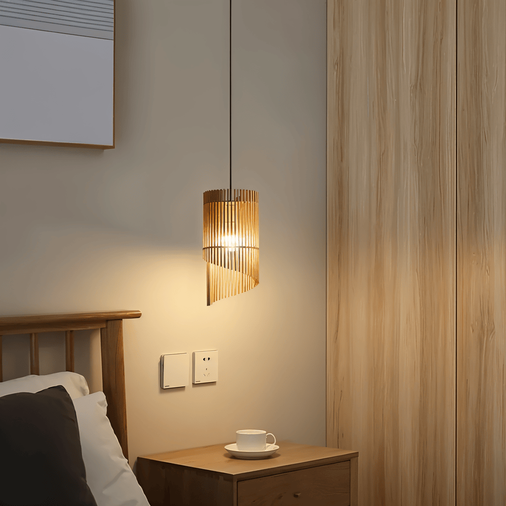 LignoSpira – Lampe de Plafond Cylindrique en Bois au Design Naturel