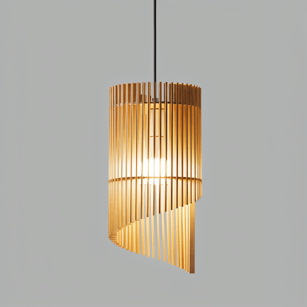 LignoSpira – Lampe de Plafond Cylindrique en Bois au Design Naturel