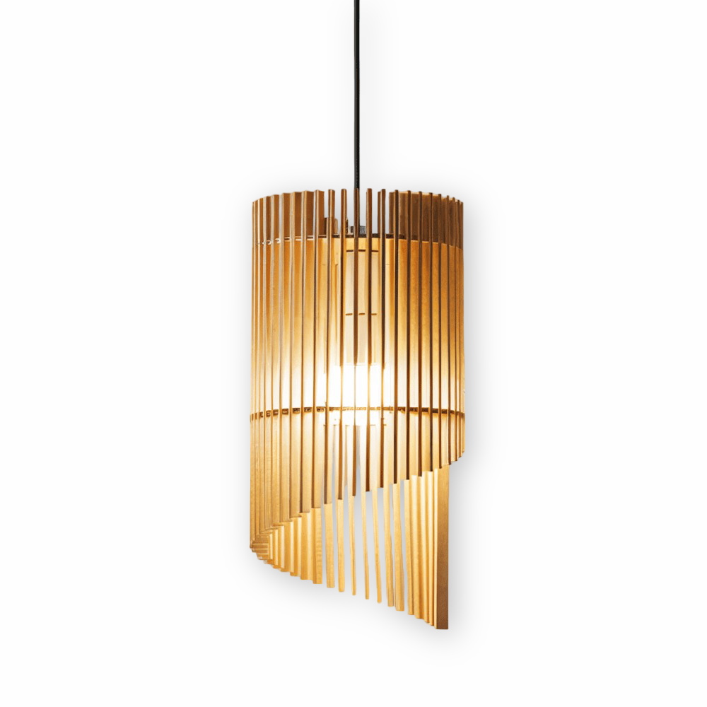 LignoSpira – Lampe de Plafond Cylindrique en Bois au Design Naturel
