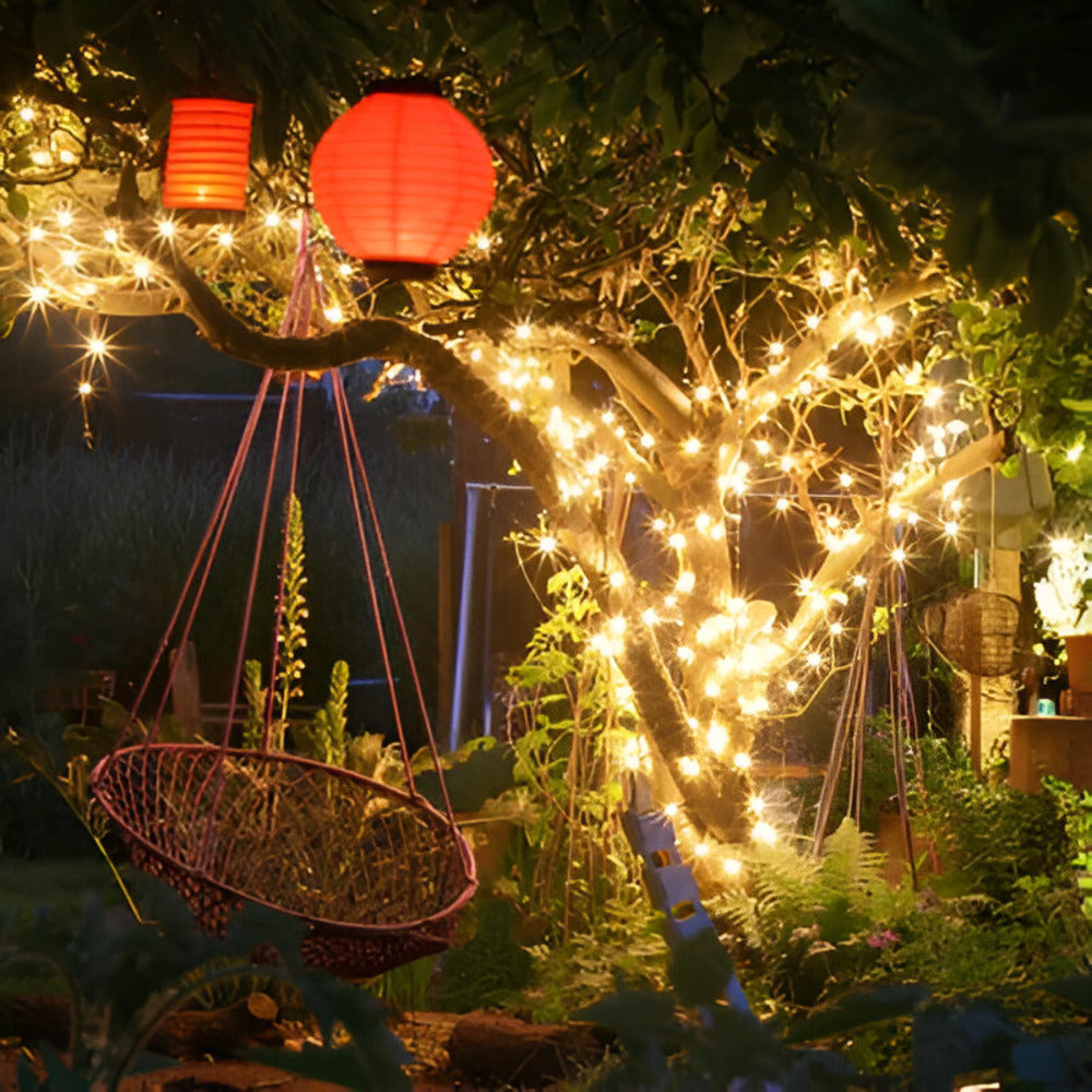 Guirlande lumineuse à LED solaire pour extérieur – éclairage d'ambiance avec une lueur chaleureuse