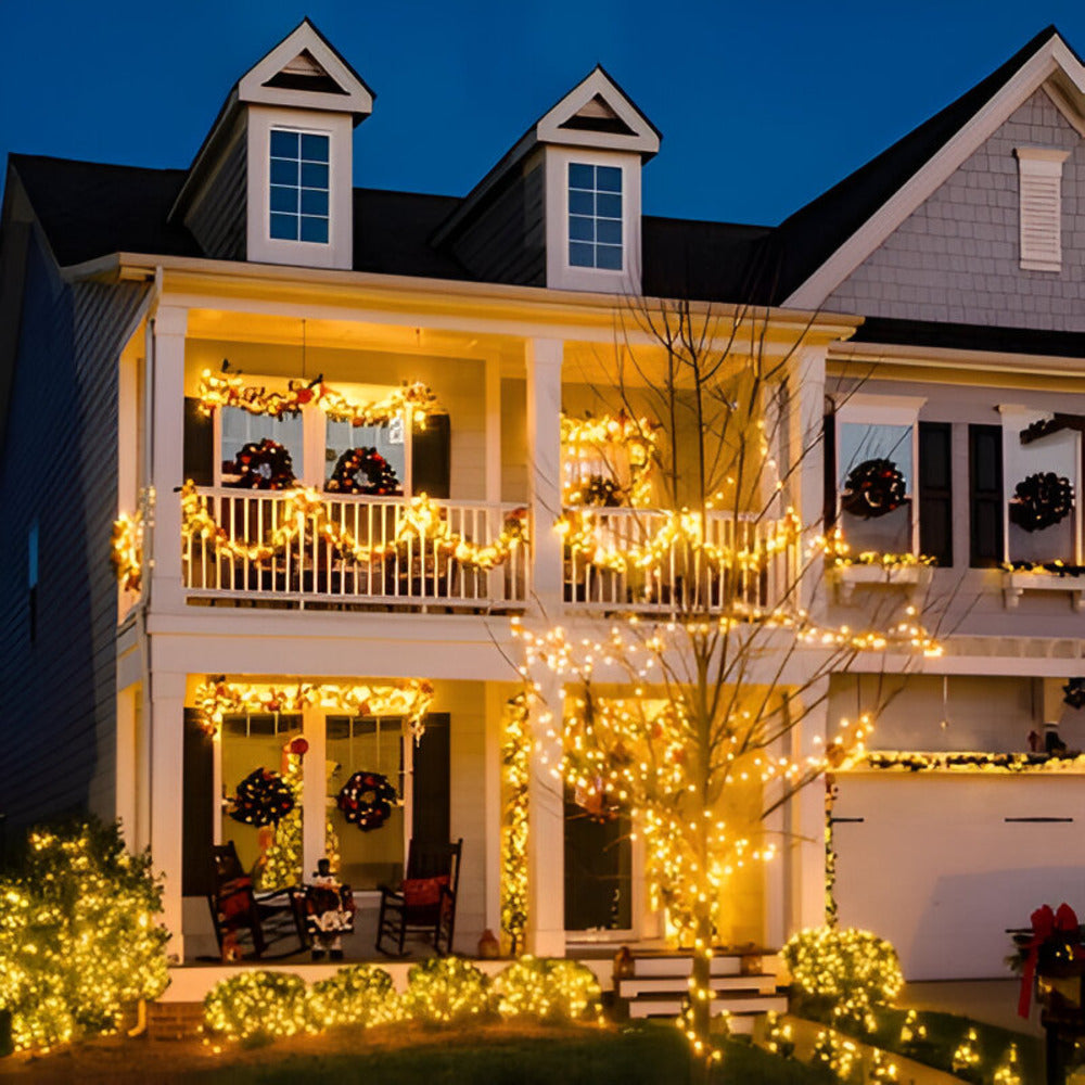 Guirlande lumineuse à LED solaire pour extérieur – éclairage d'ambiance avec une lueur chaleureuse
