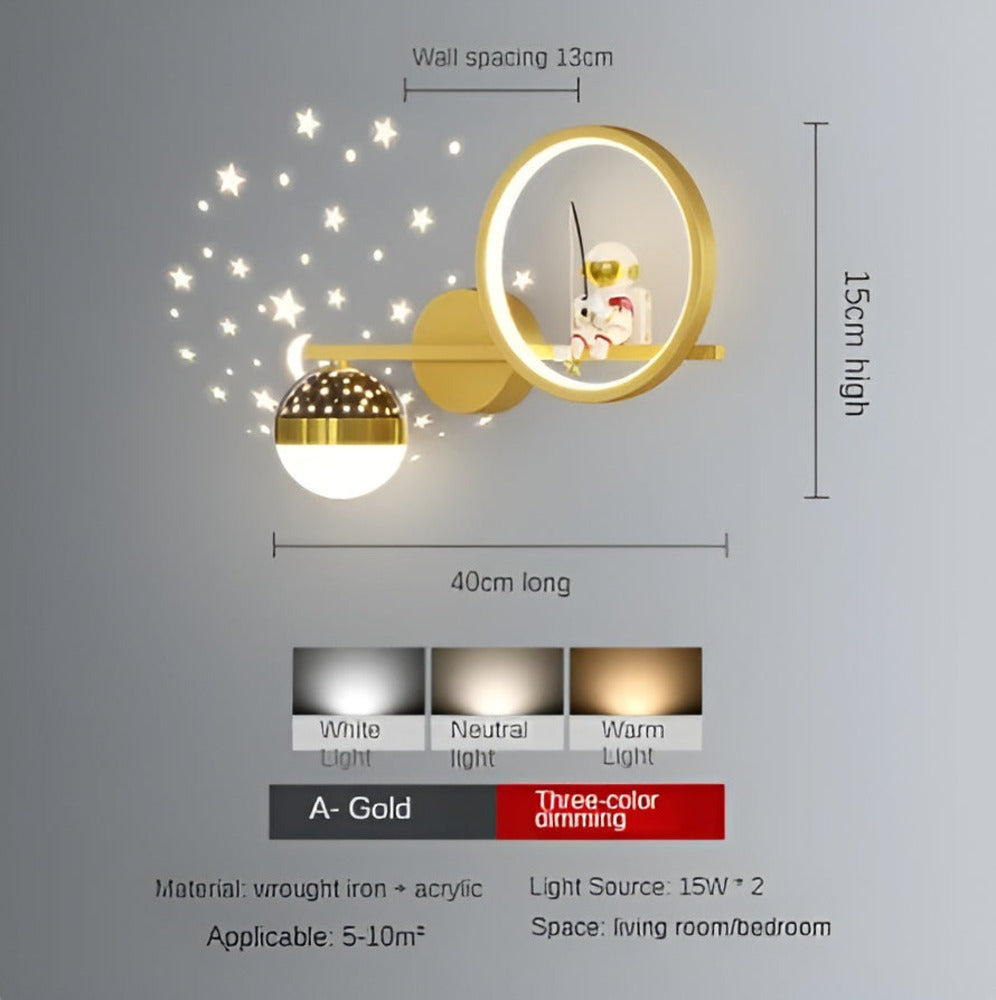 StarLight - Applique Murale pour Enfants - Projecteur d'Étoiles Astronaute Lampe de Nuit LED