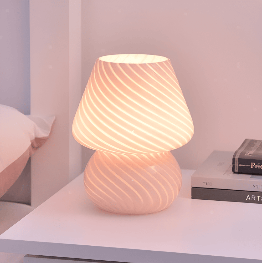 Striped Glow - Une Lampe de Bureau Soufflée à la Main en Verre Rayé